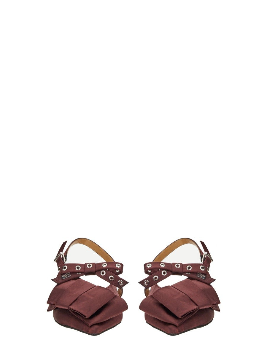 GANNI - Ganni Satin Ballerina - Woman-&gt;FOOTWEAR-&gt;FLATS