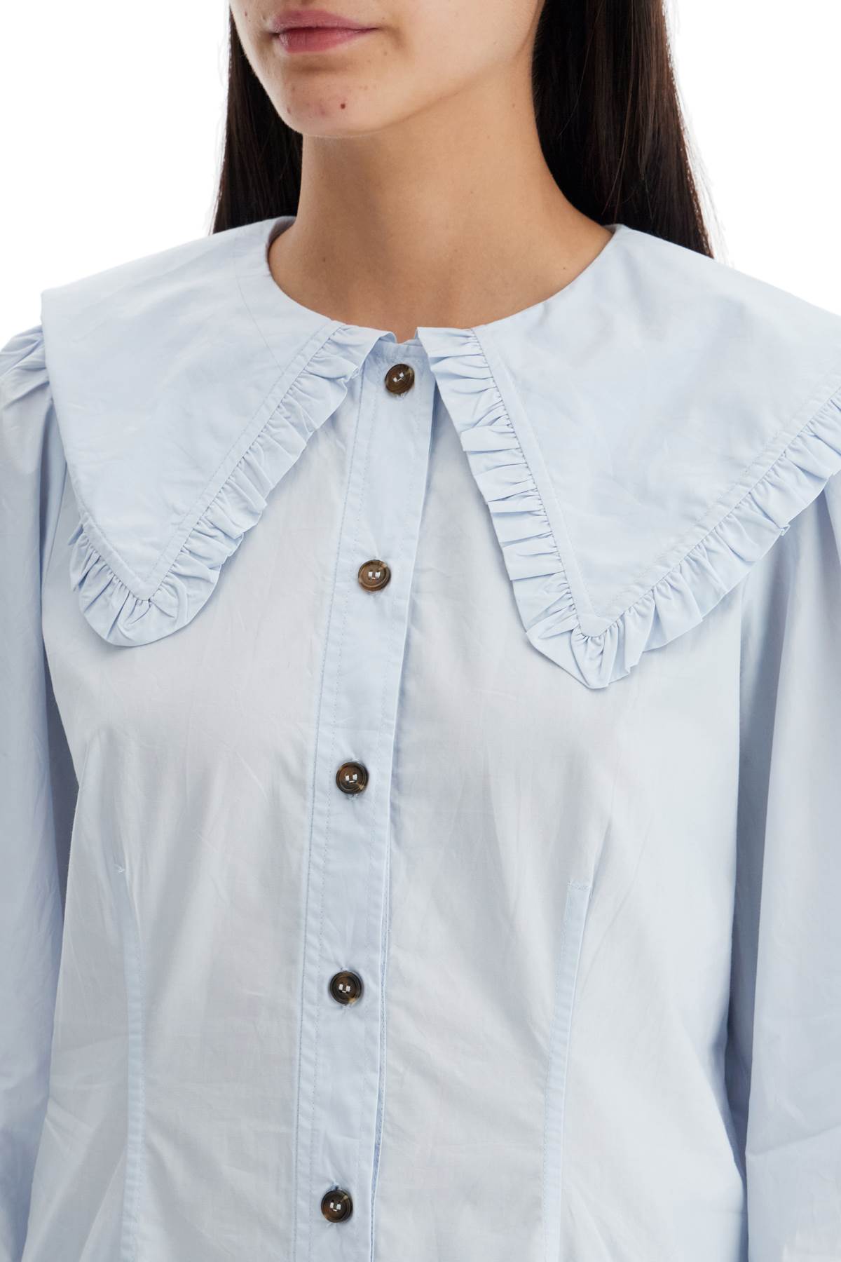 Ganni - Ganni poplin shirt with oversized collar - Topwear