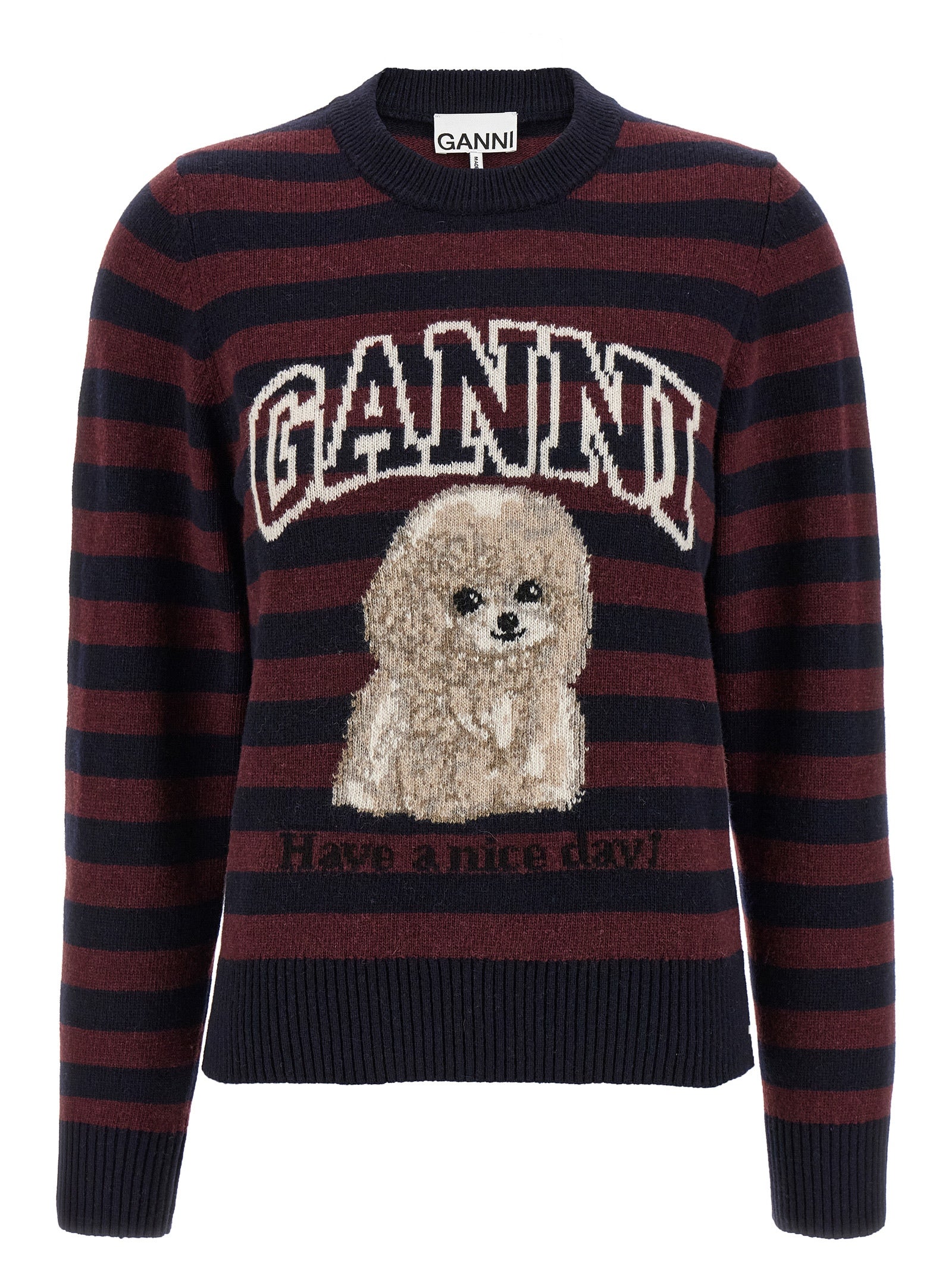 GANNI - GANNI - ’Graphic Wool Mix Poodle Stripe’ sweater - Women’s Knitwear