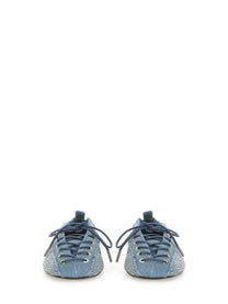 GANNI - Ganni Lace Up Ballerina - Woman-&gt;FOOTWEAR-&gt;FLATS