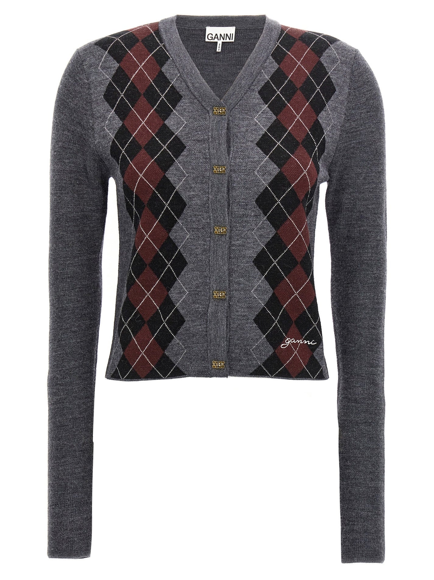 GANNI - GANNI - Argyle cardigan - Women’s Knitwear