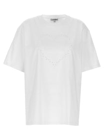 GANNI - GANNI - Rhinestone logo embroidery T-shirt - Women’s Tops