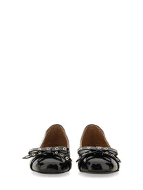 GANNI - Ganni Ballerina With Bow - Woman-&gt;FOOTWEAR-&gt;FLATS