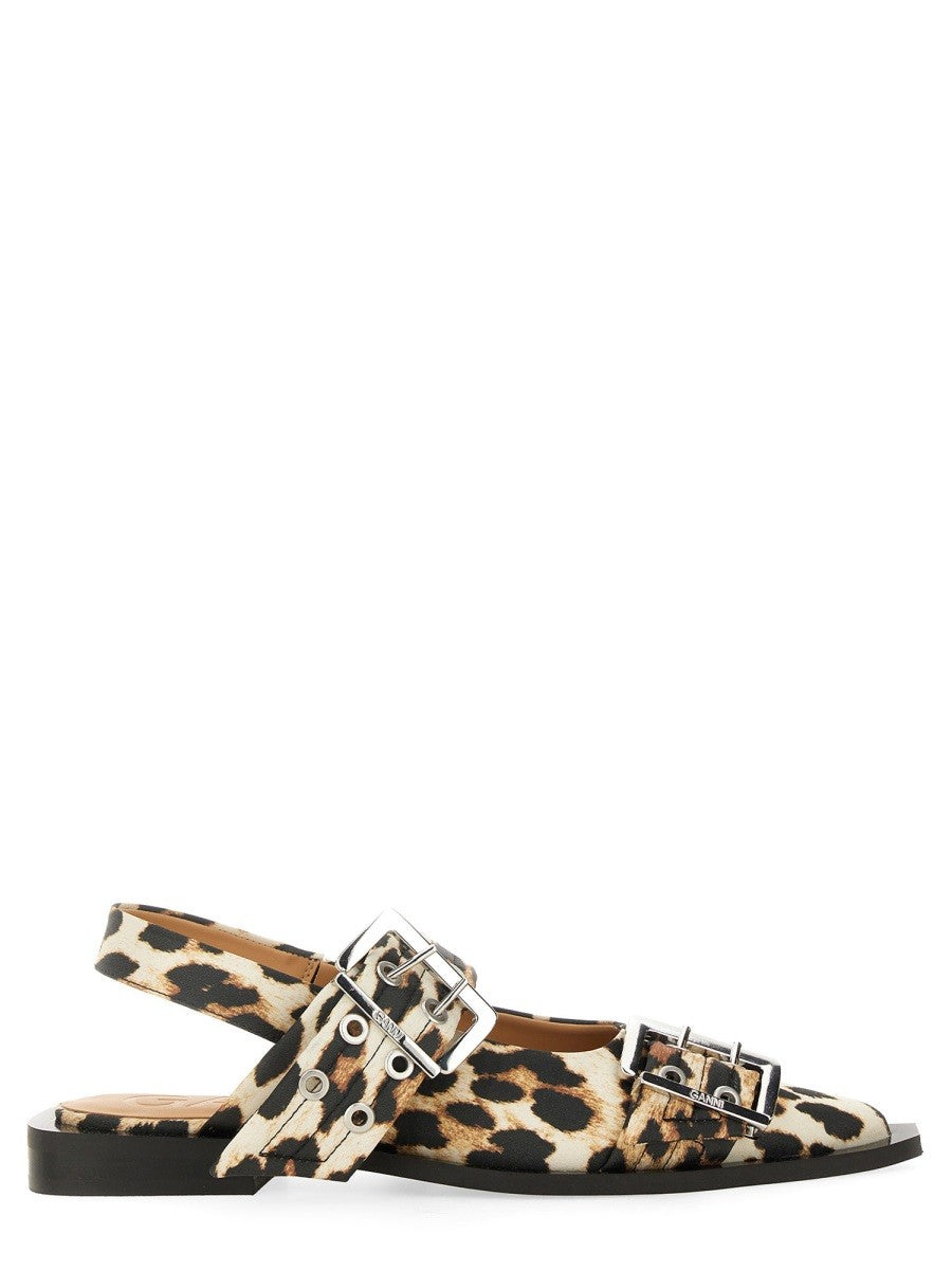 GANNI - Ganni Ballerina Con Fibbia - Woman-&gt;FOOTWEAR-&gt;FLATS