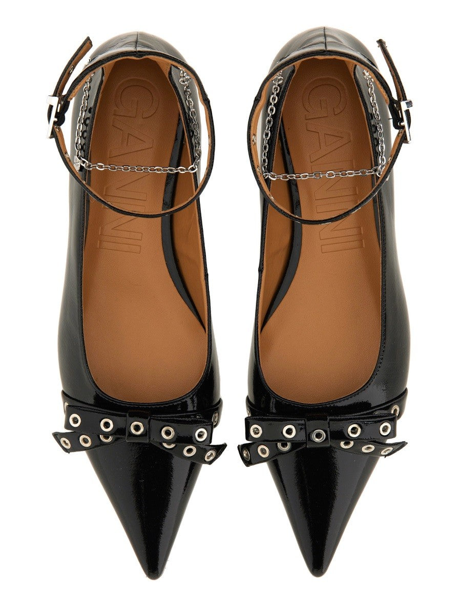 GANNI - Ganni Jewel Ballerina - Woman-&gt;FOOTWEAR-&gt;FLATS