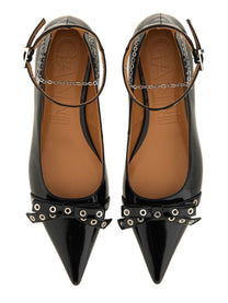 GANNI - Ganni Jewel Ballerina - Woman-&gt;FOOTWEAR-&gt;FLATS