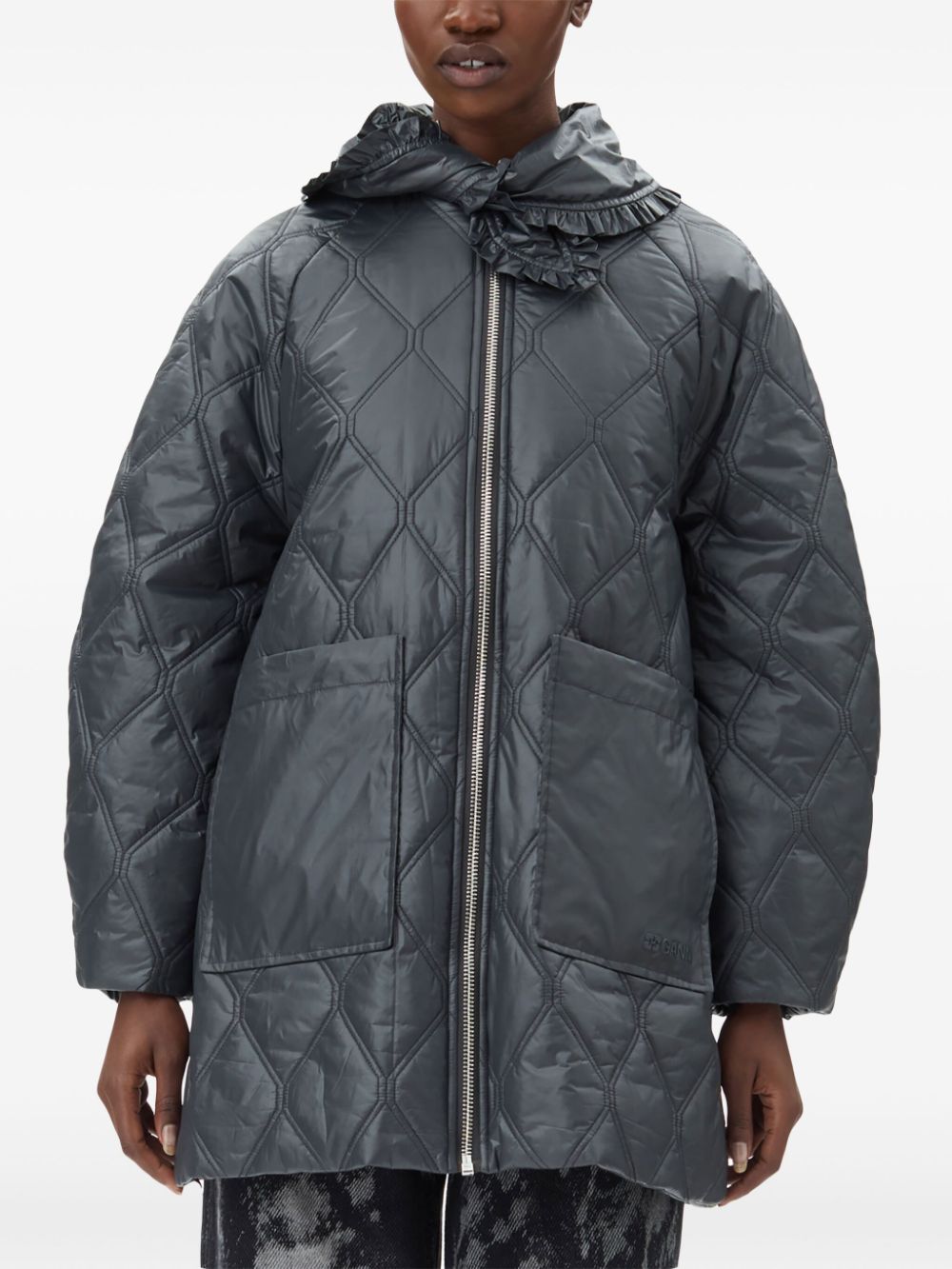 Ganni - Ganni Shiny Quilt Midi Jacket - Women’s Outerwear