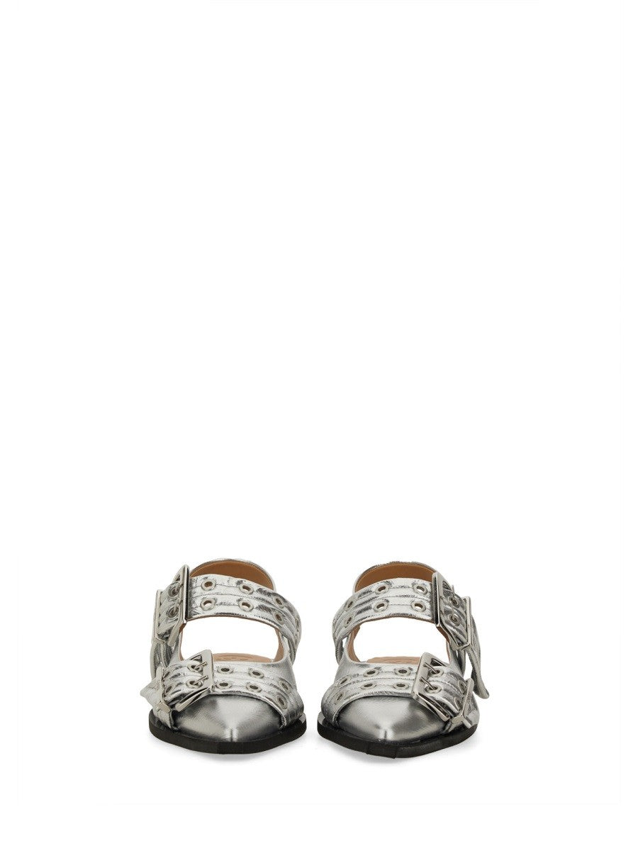 GANNI - Ganni Ballerina With Buckle - Woman-&gt;FOOTWEAR-&gt;FLATS