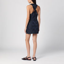 Ganni - GANNI Navy blue mini dress with knot detail - Dresses