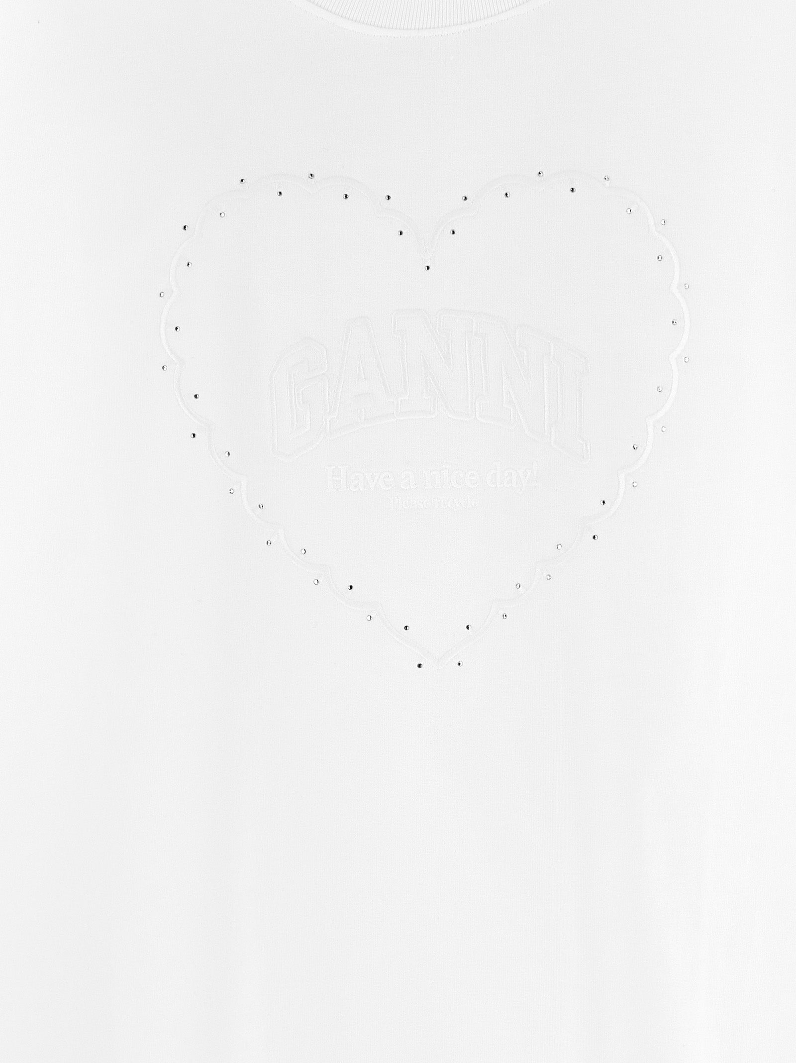 GANNI - GANNI - Rhinestone logo embroidery T-shirt - Women’s Tops