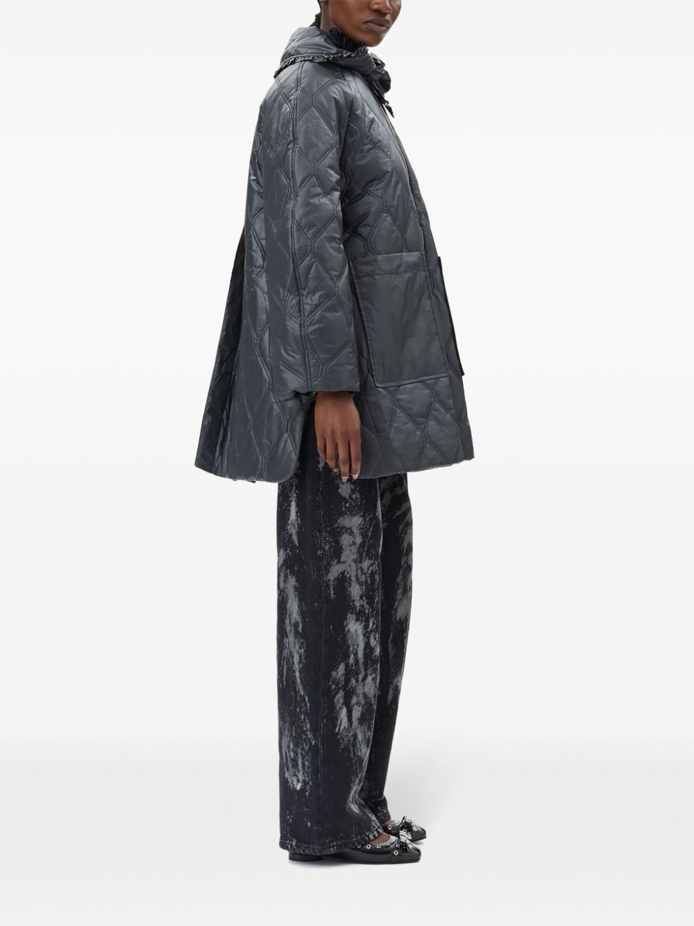 Ganni - Ganni Shiny Quilt Midi Jacket - Women’s Outerwear