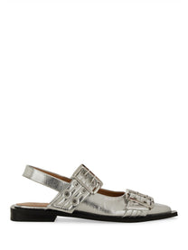 GANNI - Ganni Ballerina With Buckle - Woman-&gt;FOOTWEAR-&gt;FLATS