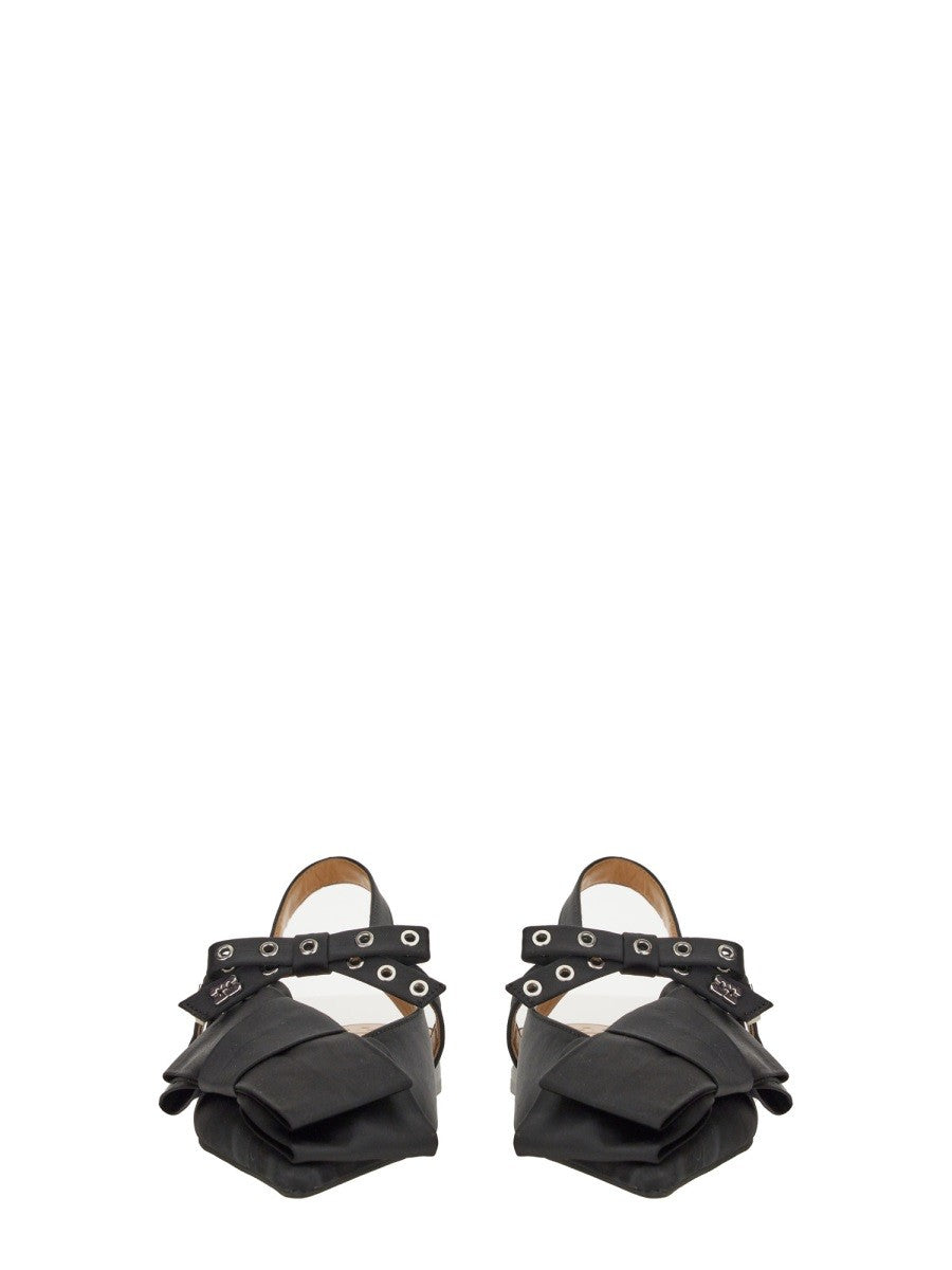 GANNI - Ganni Satin Ballerina - Woman-&gt;FOOTWEAR-&gt;FLATS