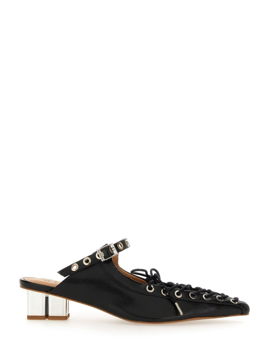 GANNI - Ganni Mule Lace Up - Woman-&gt;FOOTWEAR-&gt;HIGH HEELS