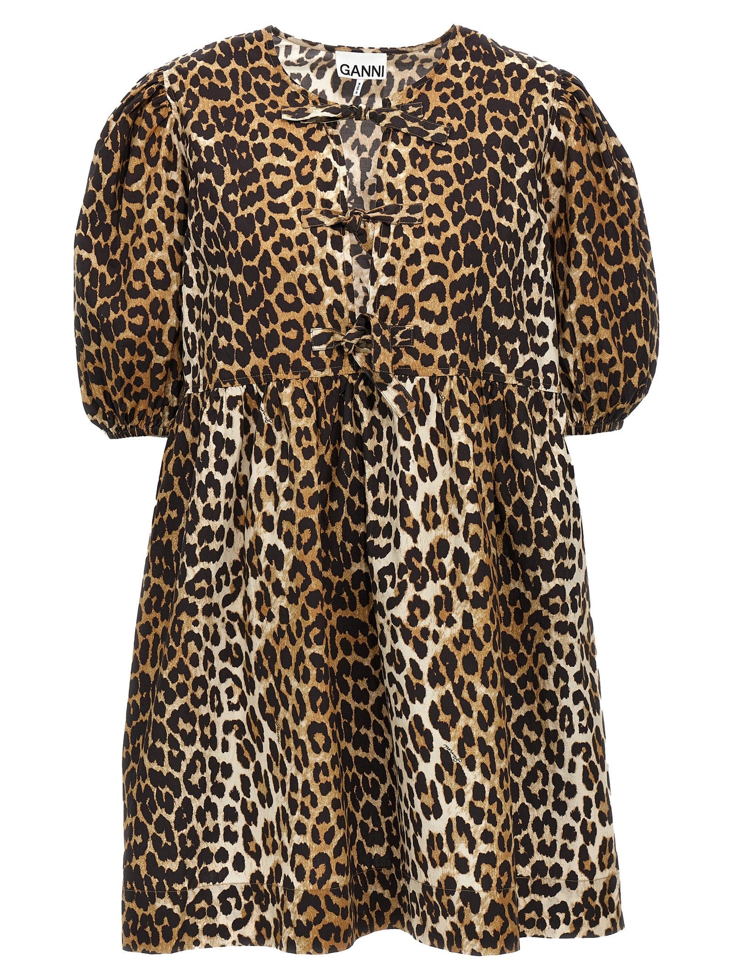 GANNI - GANNI - Leopard poplin dress - Women’s Clothing