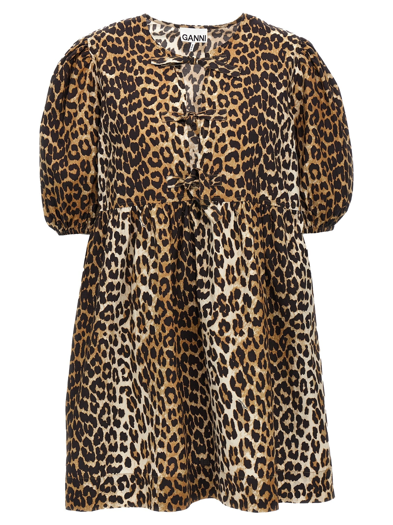 GANNI - GANNI - Leopard poplin dress - Women’s Clothing