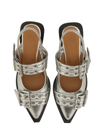 GANNI - Ganni Ballerina With Buckle - Woman-&gt;FOOTWEAR-&gt;FLATS