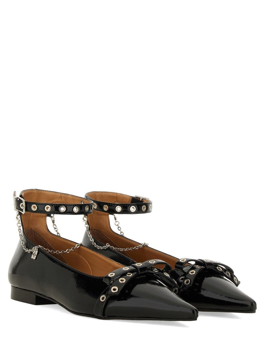 GANNI - Ganni Jewel Ballerina - Woman-&gt;FOOTWEAR-&gt;FLATS
