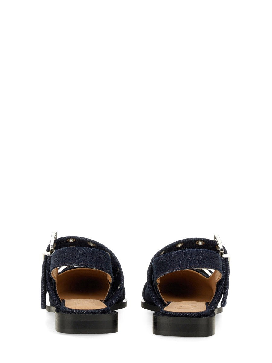 GANNI - Ganni Ballerina With Buckle - Woman-&gt;FOOTWEAR-&gt;FLATS