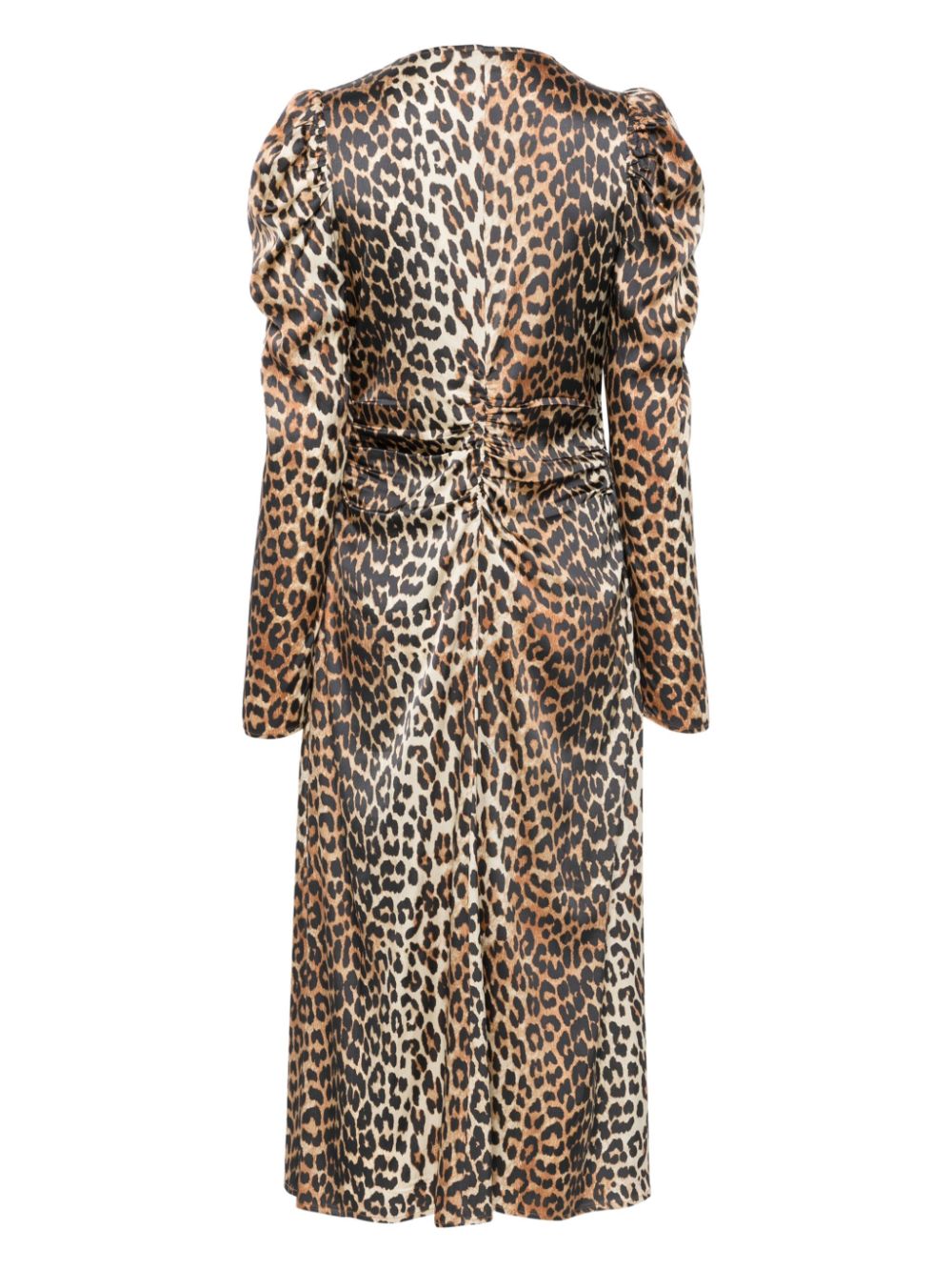 Ganni - Ganni leopard-print Ruched Midi Dress - Women’s Clothing
