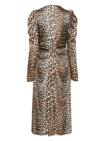 Ganni - Ganni leopard-print Ruched Midi Dress - Women’s Clothing