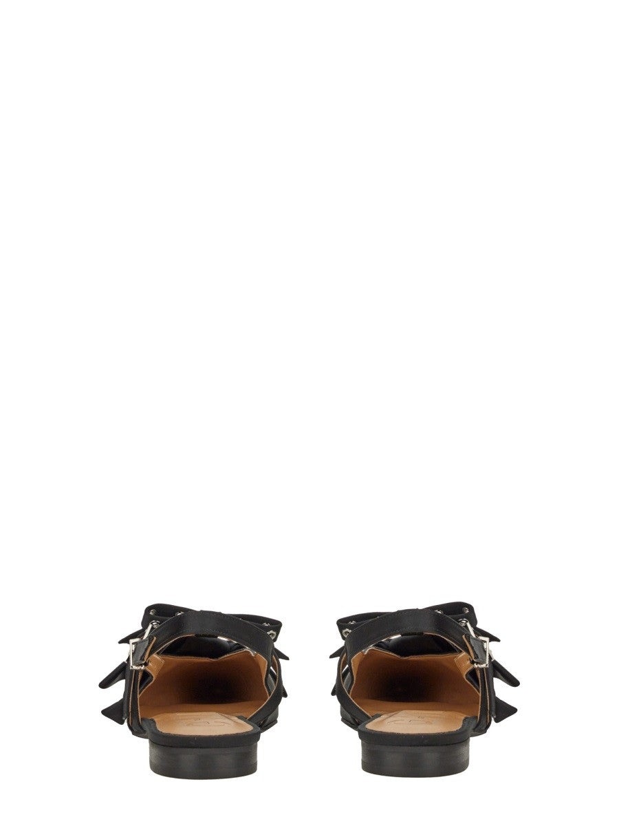 GANNI - Ganni Satin Ballerina - Woman-&gt;FOOTWEAR-&gt;FLATS