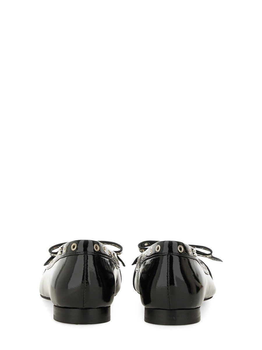 GANNI - Ganni Ballerina With Bow - Woman-&gt;FOOTWEAR-&gt;FLATS