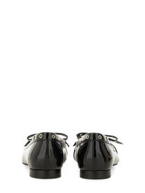 GANNI - Ganni Ballerina With Bow - Woman-&gt;FOOTWEAR-&gt;FLATS