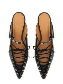 GANNI - Ganni Mule Lace Up - Woman-&gt;FOOTWEAR-&gt;HIGH HEELS