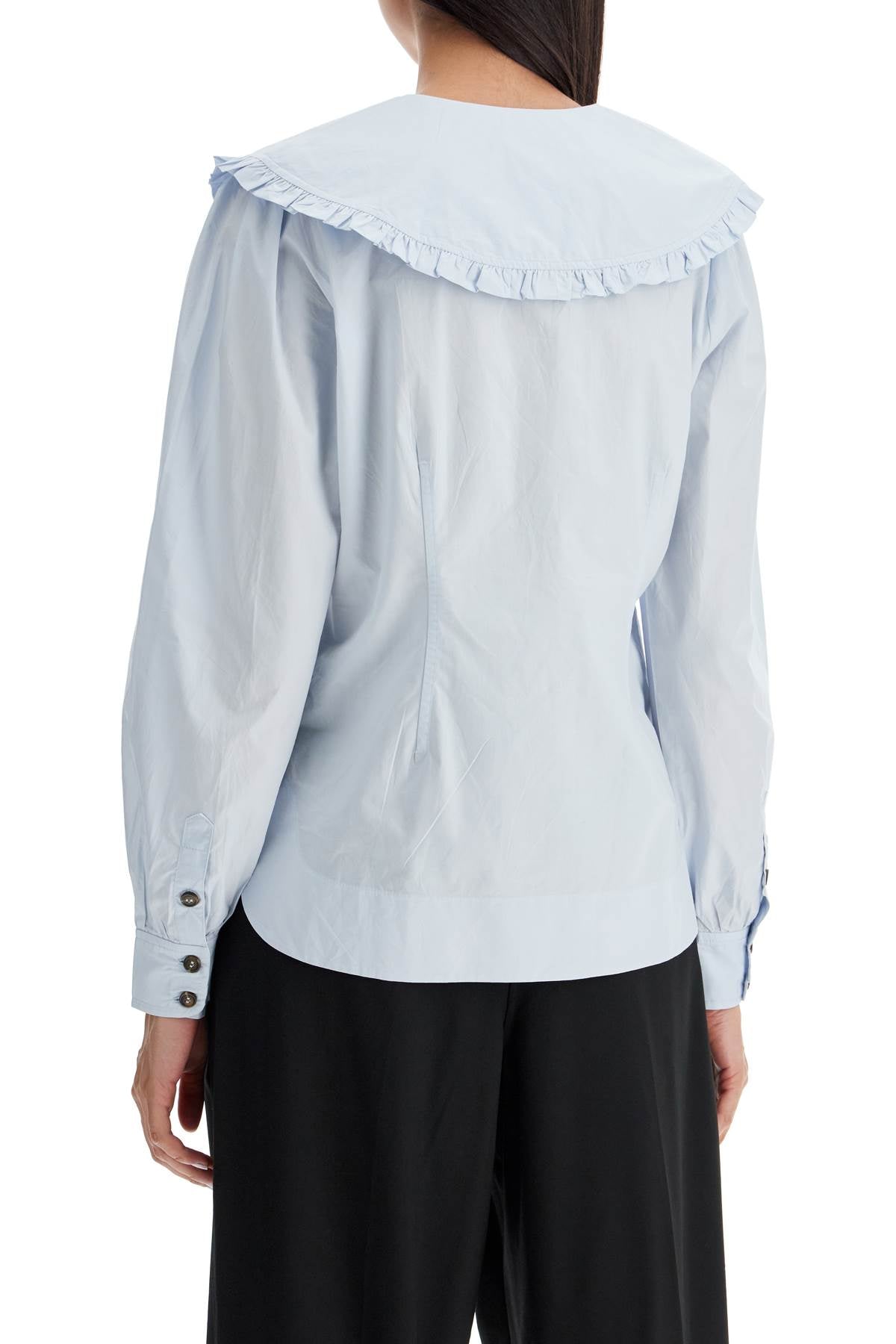 Ganni - Ganni poplin shirt with oversized collar - Topwear