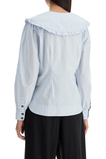 Ganni - Ganni poplin shirt with oversized collar - Topwear
