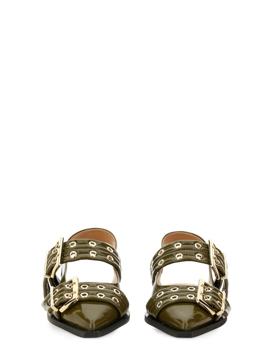 GANNI - Ganni Ballerina With Buckle - Woman-&gt;FOOTWEAR-&gt;FLATS