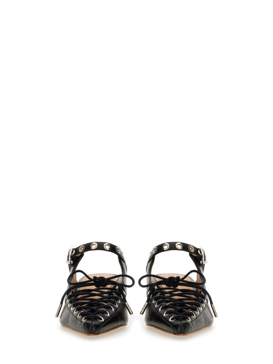 GANNI - Ganni Mule Lace Up - Woman-&gt;FOOTWEAR-&gt;HIGH HEELS