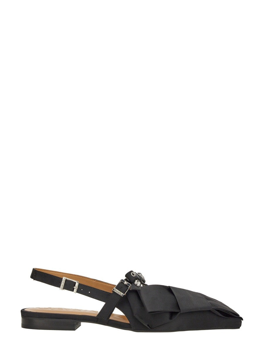 GANNI - Ganni Satin Ballerina - Woman-&gt;FOOTWEAR-&gt;FLATS