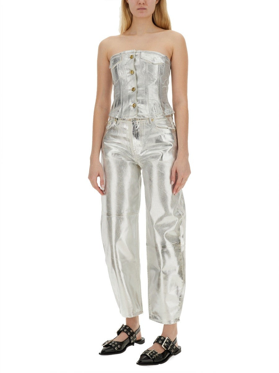 GANNI - Ganni Denim Top - Woman-&gt;Clothing-&gt;Tops