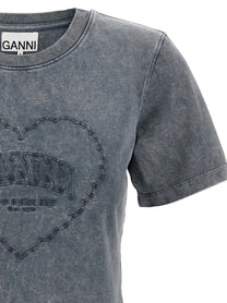 GANNI - GANNI - ’Grey Washed Heart’ T-shirt - Women’s Tops