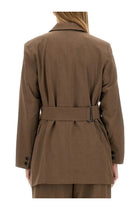 Ganni Women's Asymmetrical Blazer Brown, view 3