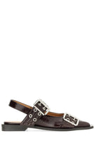 Ganni Women's Buckle Ballet Flats Red