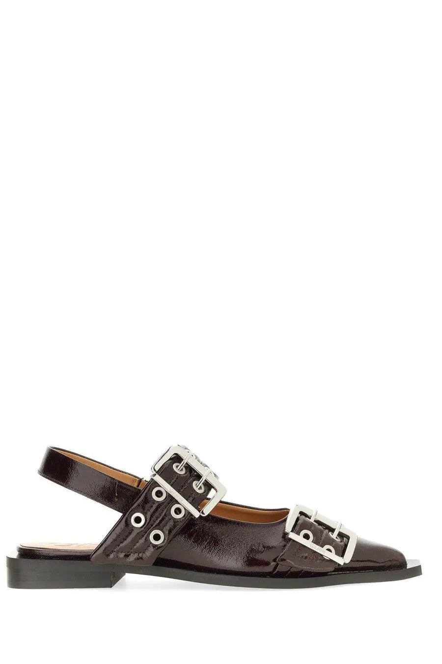Ganni Women's Buckle Ballet Flats Red