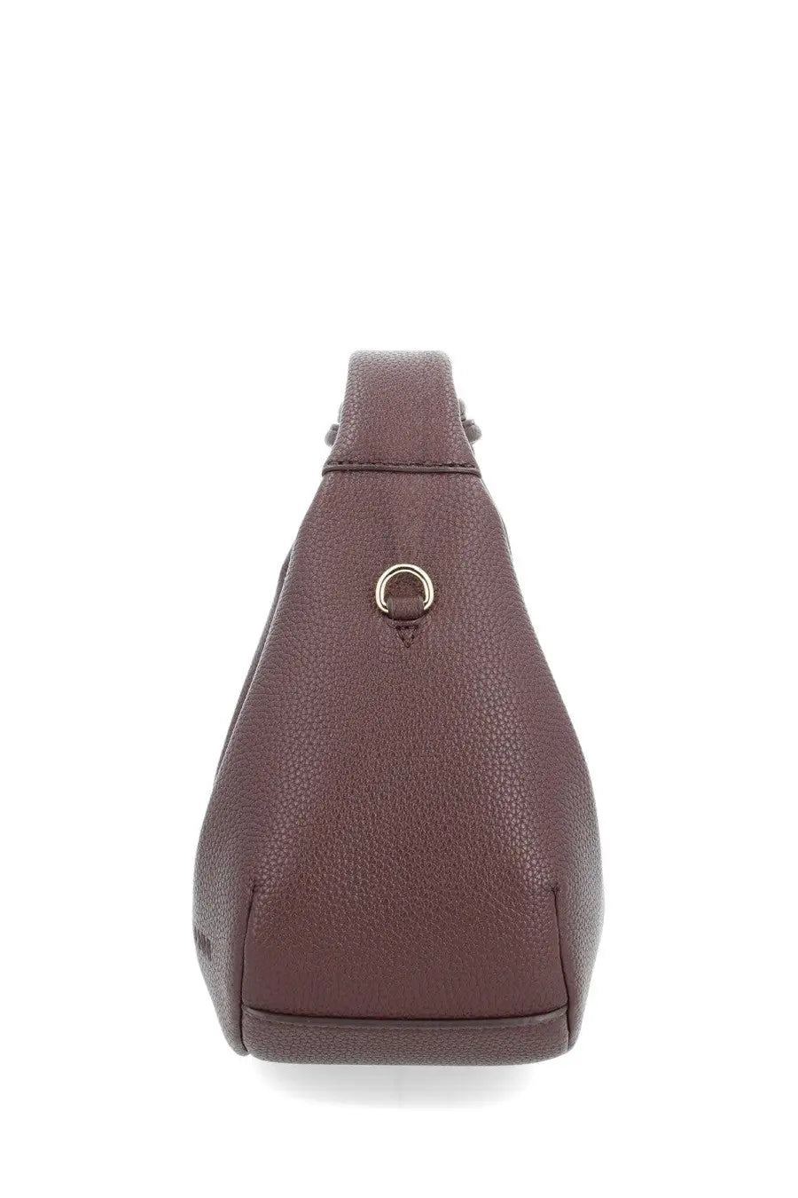 Ganni womens borsa hobo small brown shoulder bag in textured leather with metallic ring detail