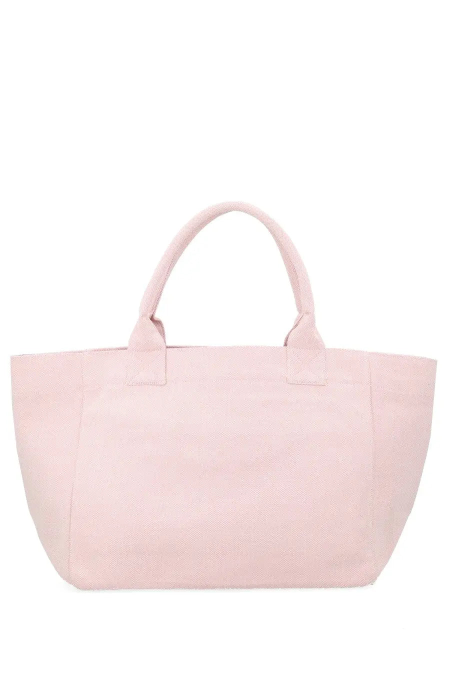 Ganni women’s borsa raspberry medium blue soft pink canvas tote bag with sturdy handles and minimalist design