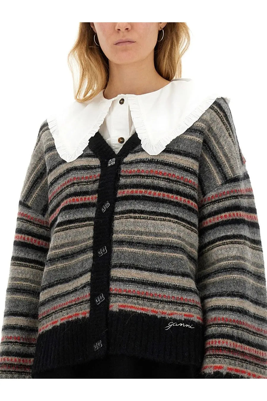 Ganni Women's Boxy Fit Cardigan Multicolor, view 4
