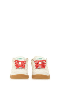 Ganni women’s canvas sneaker white in cream with bold red laces and a gum rubber sole for casual wear