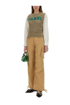 Ganni Women's Cotton Twill Cargo Pants Beige, view 2