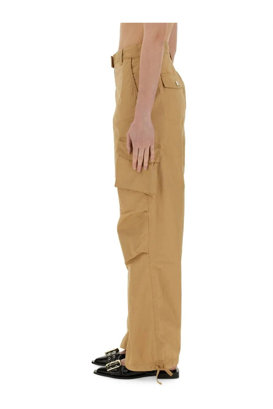 Ganni Women's Cotton Twill Cargo Pants Beige, view 4