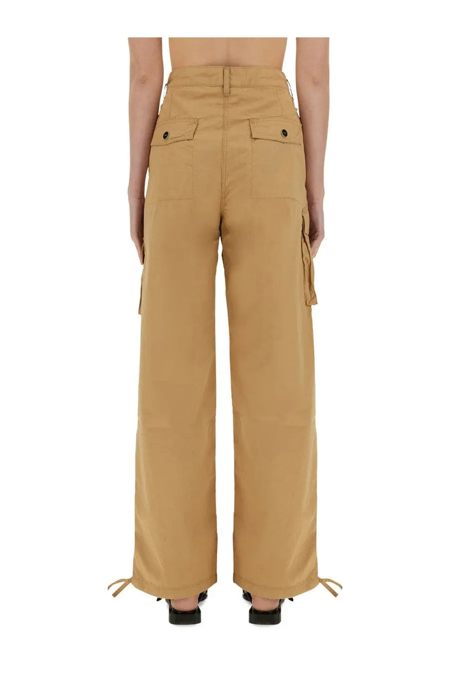 Ganni Women's Cotton Twill Cargo Pants Beige, view 3