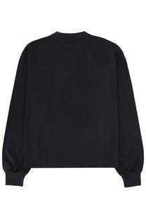 Black oversized long-sleeved sweatshirt with ribbed cuffs and hem in ganni womens grey poodle shirt grey product image