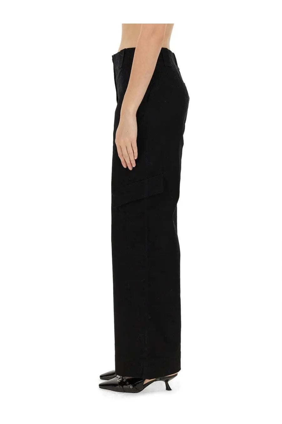 Ganni Women's Herringbone Pants Black, view 4