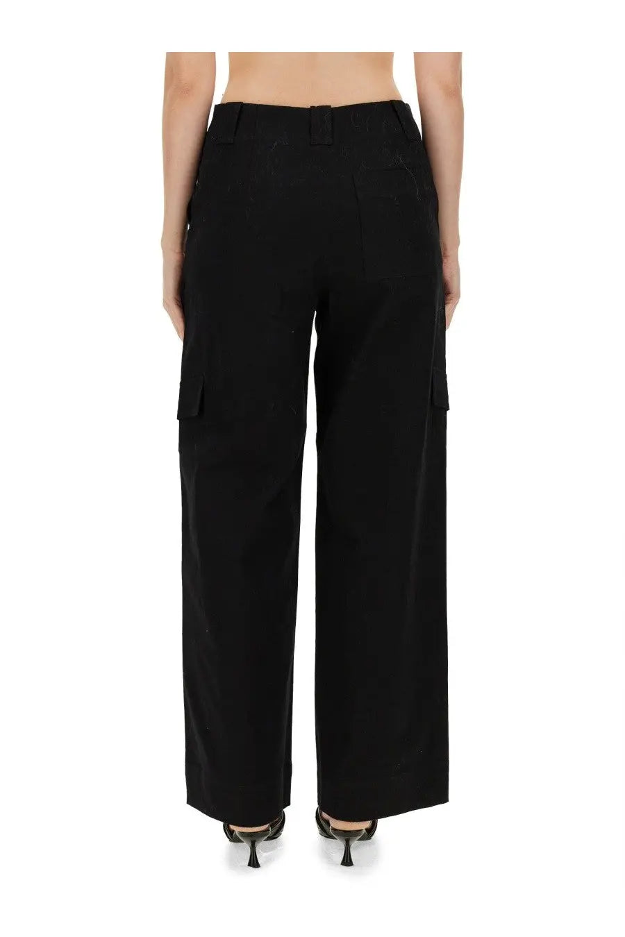 Ganni Women's Herringbone Pants Black, view 3