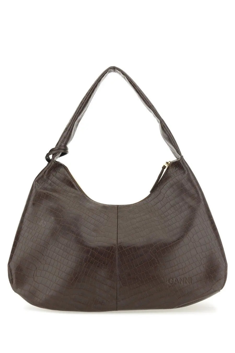 Ganni Women's Hobo Bag Croco Xxl Brown, view 2